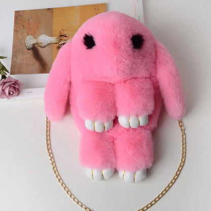 Cute Cartoon Bunny Faux Fur Crossbody Bag