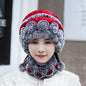 Winter Real Rabbit Fur Hat & Neck Warmer Set - Stylish & Warm