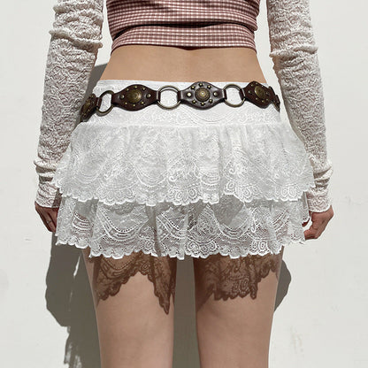 Lace Double Layer Ultra Mini Skirt