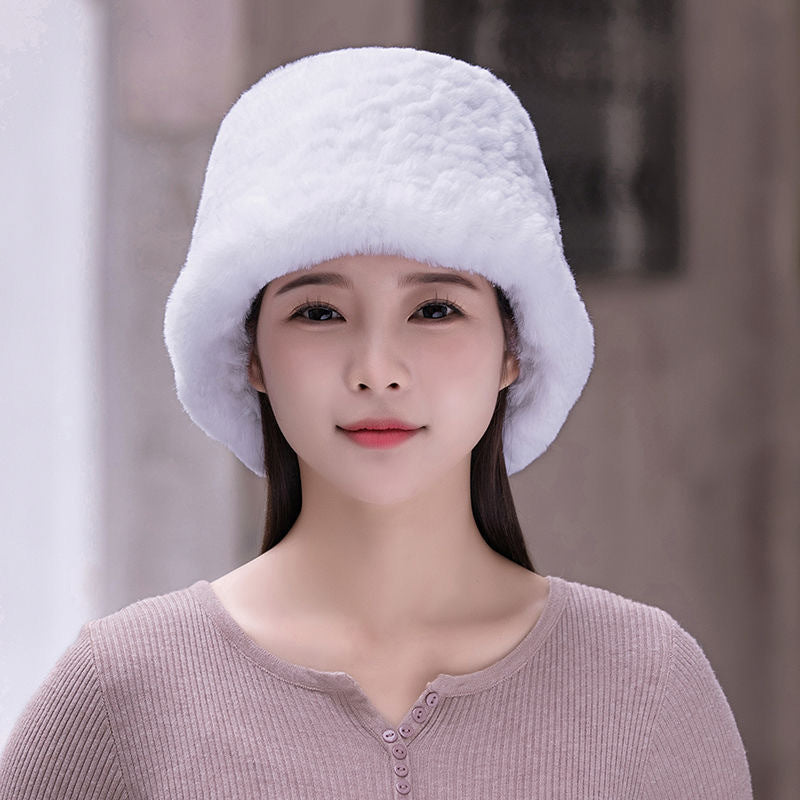 Winter Real Rabbit Fur Bucket Hat - Cozy & Stylish