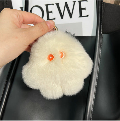 Cute Real Rabbit Fur Monster Keychain - Phone & Bag Charm