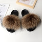 Fashionable Fox & Raccoon Fur Slides - Cozy Slip-Ons