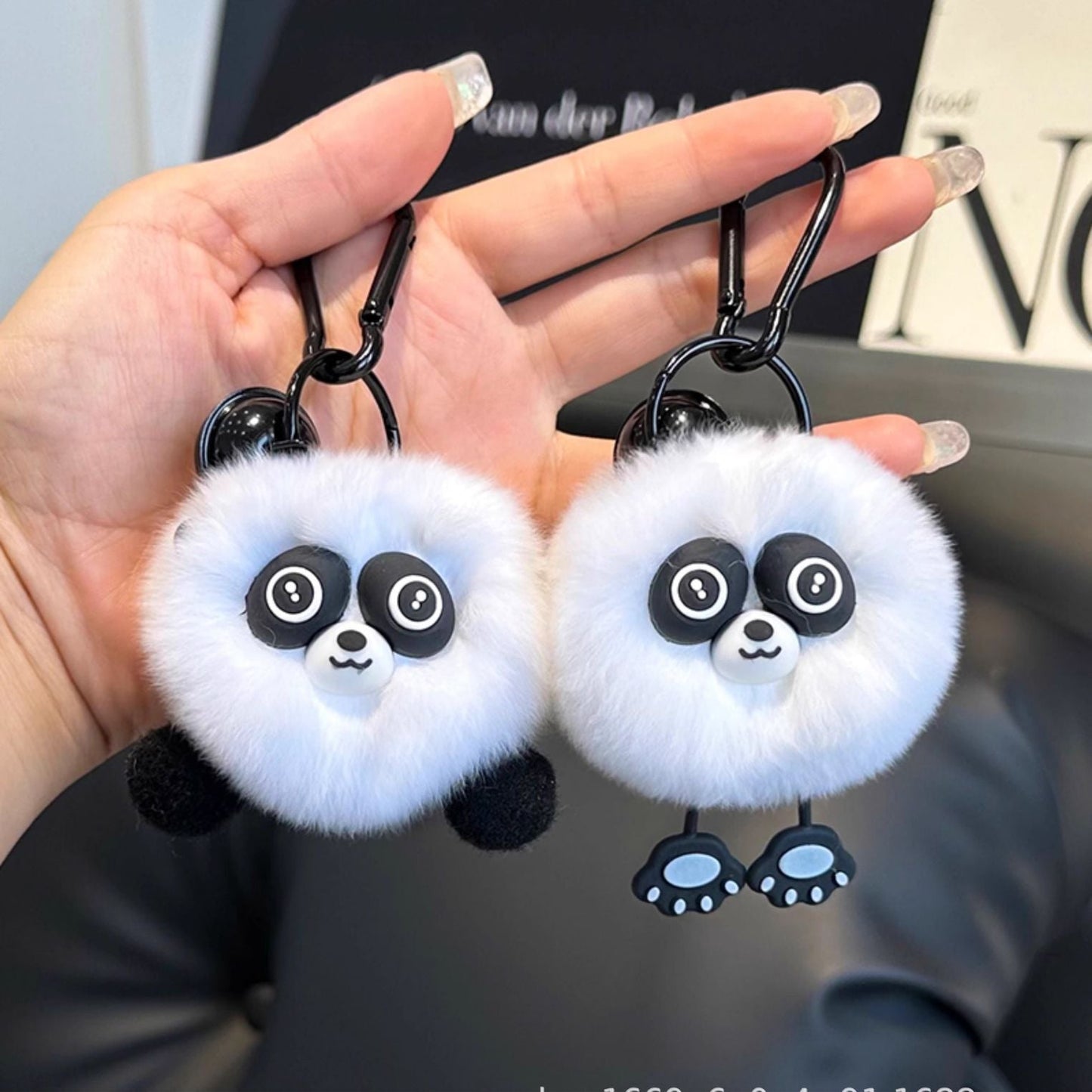 Cute Pom Pom Panda Keychain Fuzzy Toy Charm