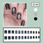 New Year Fireworks Short Square Shiny Silver Black Pink Nail Tips