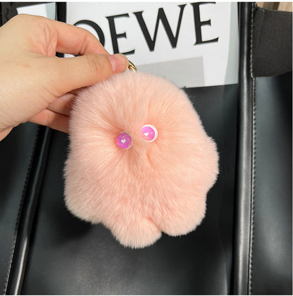 Cute Real Rabbit Fur Monster Keychain - Phone & Bag Charm