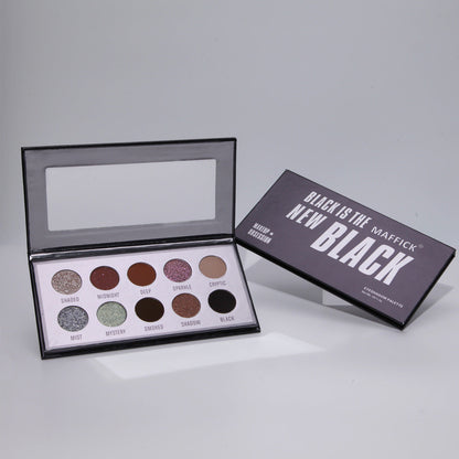 10-Color Matte & Shimmer Eye Shadow Palette - Black Smokey