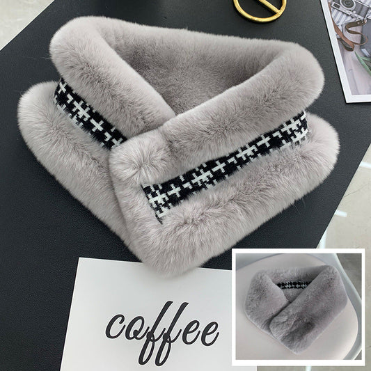 Double-Sided Real Rabbit Fur Scarf - Women's Winter Neck Warmer