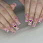 New Arrival Long Waterpipe Purple Heart Star Moon Rivet Decorated Fake Nails