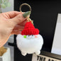 Cute Real Rabbit Fur Coal Ball Keychain Bag Charm