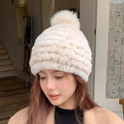 Winter Real Rabbit Fur Ear Flap Hat - Stylish & Warm