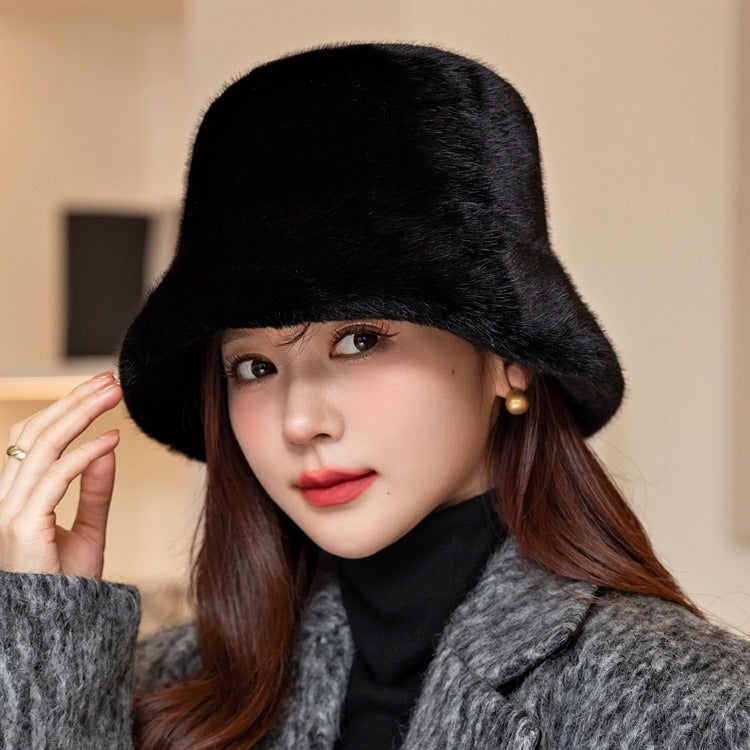 Winter Faux Mink Fur Bucket Hat - Warm & Stylish