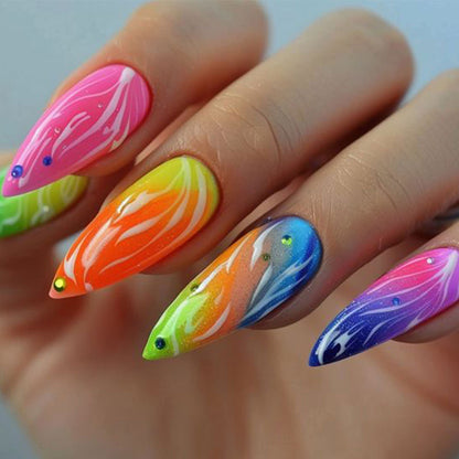 Iridescent Gradient Diamond Nail Tips