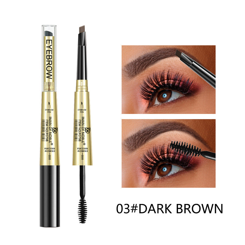 Double-Head Triangular Eyebrow Pencil with Waterproof Mascara