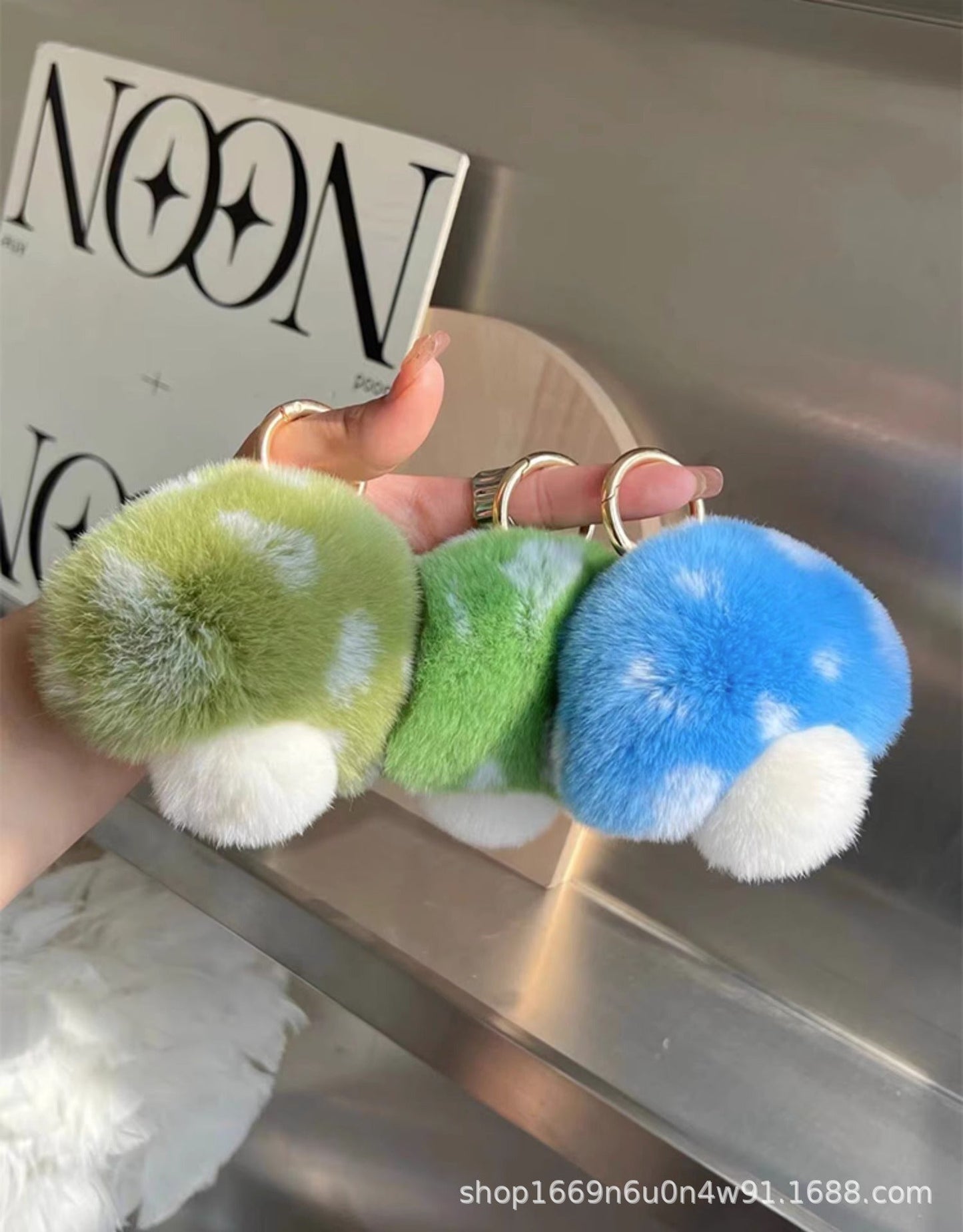 Cute Otter Fur Mushroom Keychain Plush Toy Gift