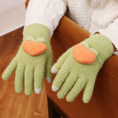 Cute Peach Finger Touch Screen Gloves