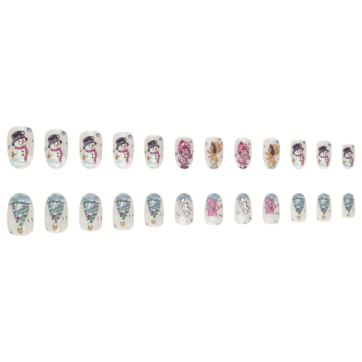 Cute Fairy Tale Christmas Snowman Snow Leopard Nail Tips