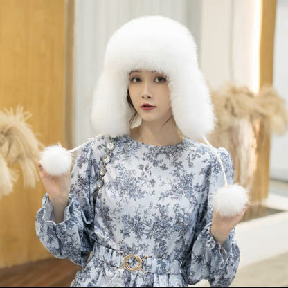 Winter Fox Fur Ear Flap Hat - Stylish & Warm