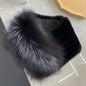 Luxury Real Rabbit Fur Scarf with Fox Fur Trim