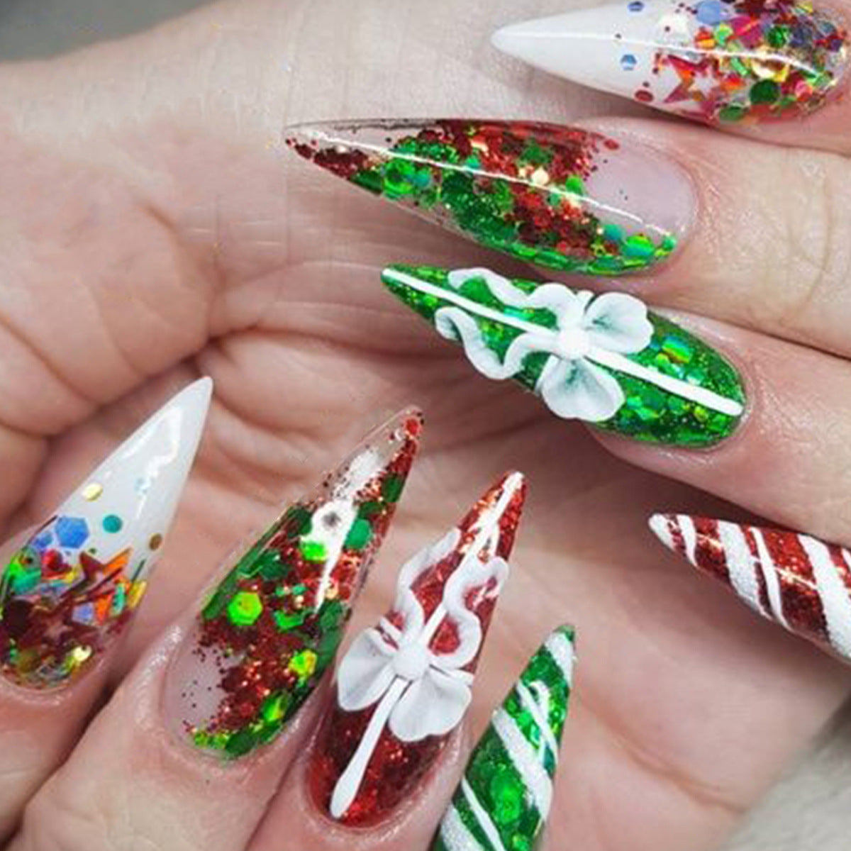 New FashionChristmas Bow INS Style Nail Tips