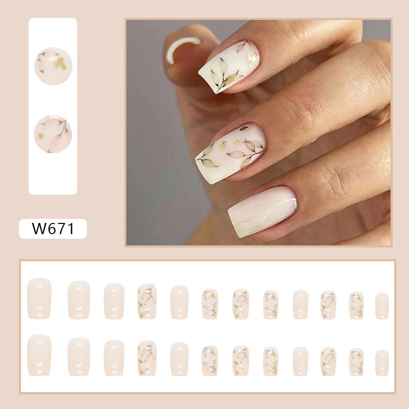 24-Piece Mid-Length Ins Style Nails - Ready-Made, Trendy Design