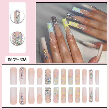 Colorful Diamond Floral Nail Wraps, Ready-to-Wear