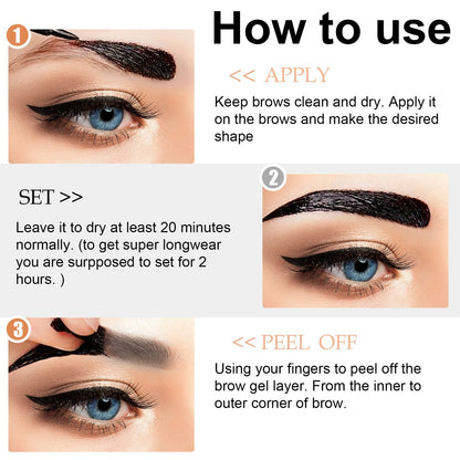 Peel-Off Brow Gel - Long-Lasting, Waterproof, Easy to Apply