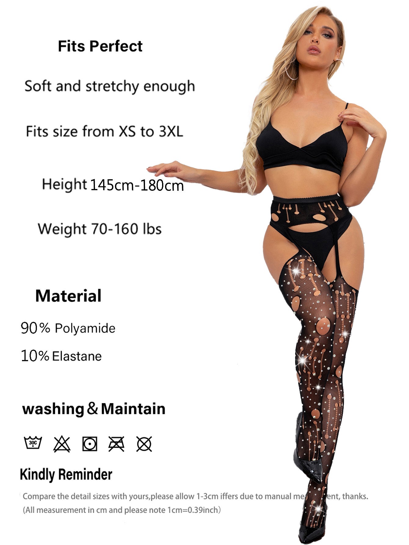 Sexy Ins Open Crotch with Drill Fishnet Tight Hollow Panties Hot Diamond Socks Pantyhose