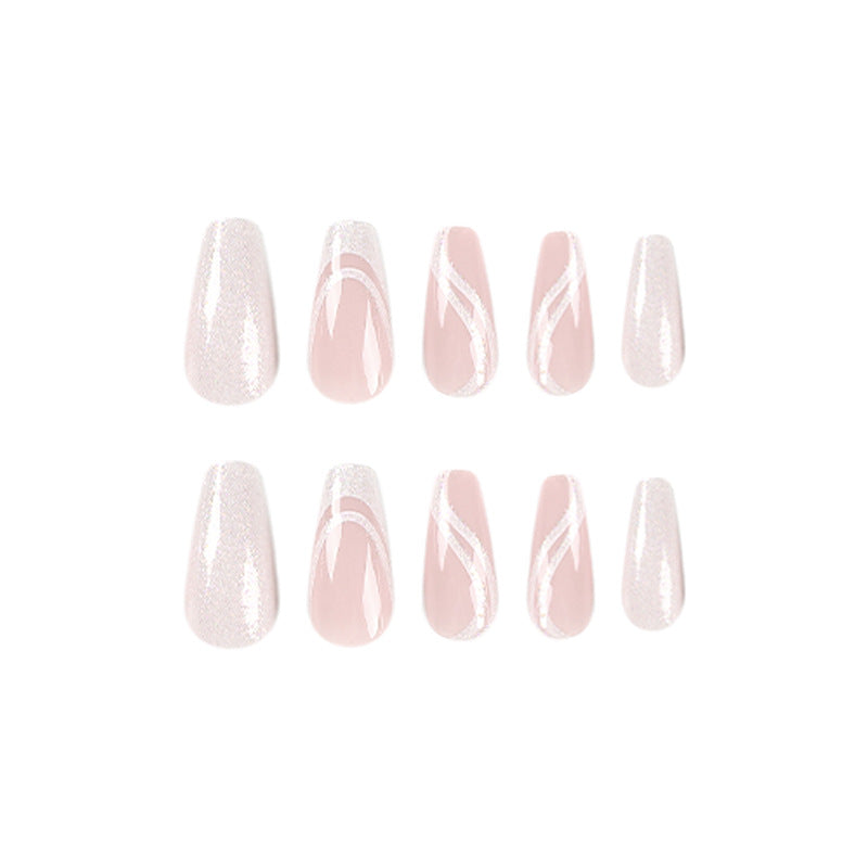 Wholesale French Glitter White-Edge Nail Art Tips, Detachable Nails-Homeunderwear