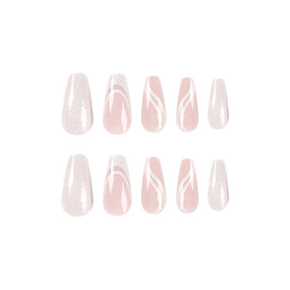 Wholesale French Glitter White-Edge Nail Art Tips, Detachable Nails-Homeunderwear