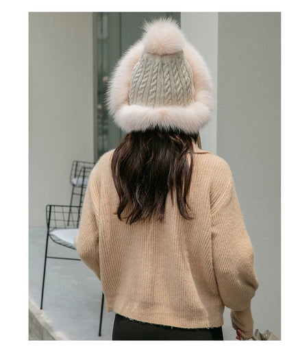 Winter Fox Fur Lined Beanie - Cozy & Cute Earflap Hat