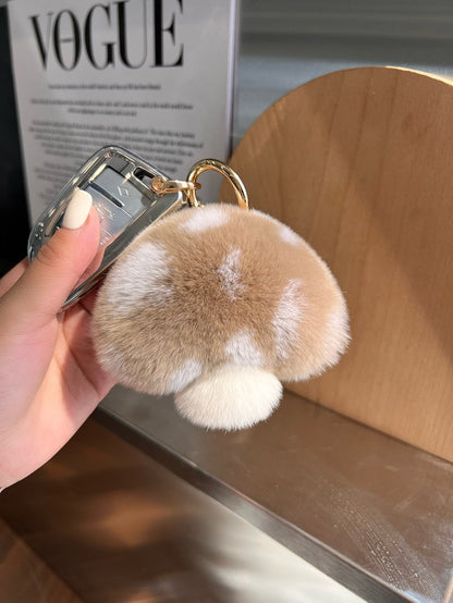 Cute Otter Fur Mushroom Keychain Plush Toy Gift