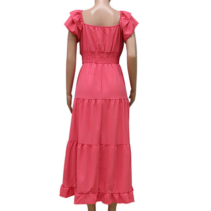 Summer New Arrival Stylish Short Sleeve Swing Mid-Length Dress