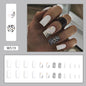 White Shiny Mid-Length Square Nails, Sweet and Edgy, Ins Style-Homeunderwear