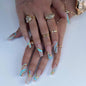 Long Gold Line Wave Nail Extensions, Matte Pop Style