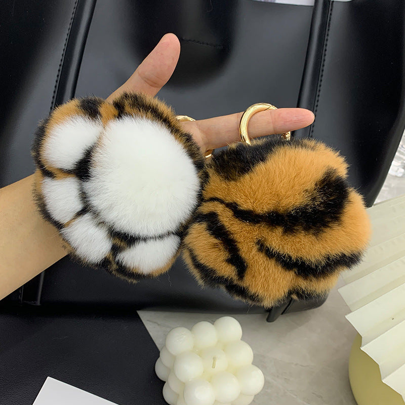 Cute Real Rabbit Fur Tiger Claw Keychain