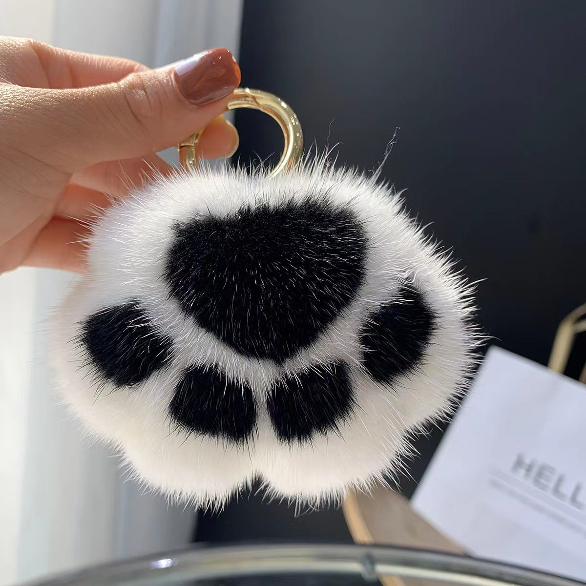 Cute Cat Paw Fluffy Charm - Keychain & Bag Accessory