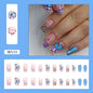 Cool Blue Flash Butterfly Short Ballet Nails for Ins Style