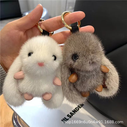 Cute Faux Mink Bunny Keychain Plush Toy Gift