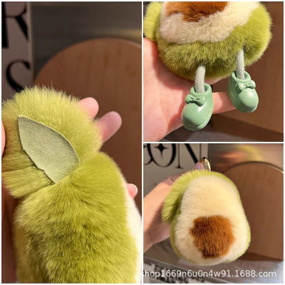 Cute Avocado Otter Fur Keychain Plush Toy Bag Charm