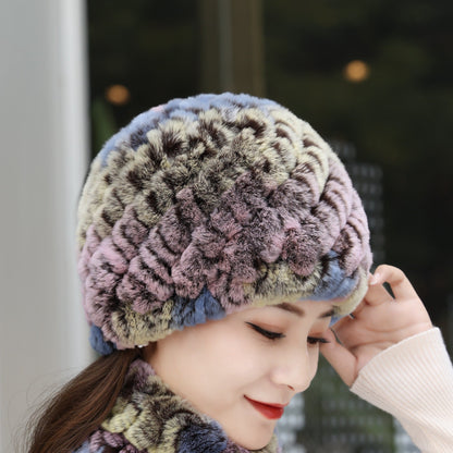 Winter Knit Real Rabbit Fur Hat - Warm & Stylish