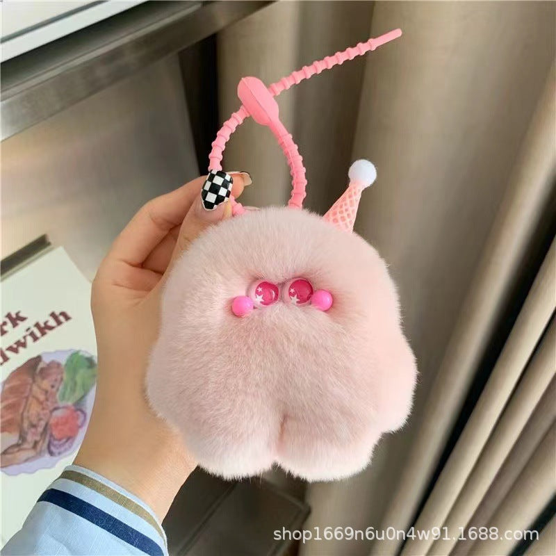 Cute Fuzzy Monster Keychain Creative Cartoon Bag Charm