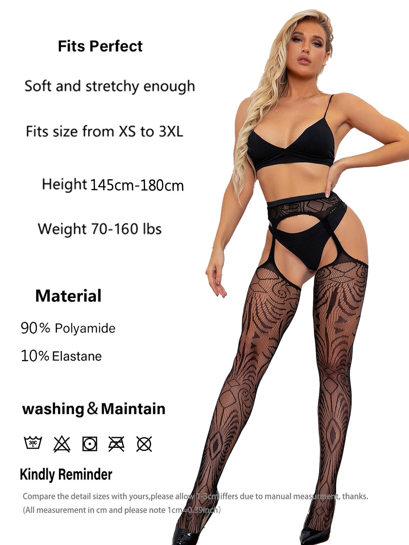 Sexy Seduction Jacquard Striped Garter One-piece Pantyhose