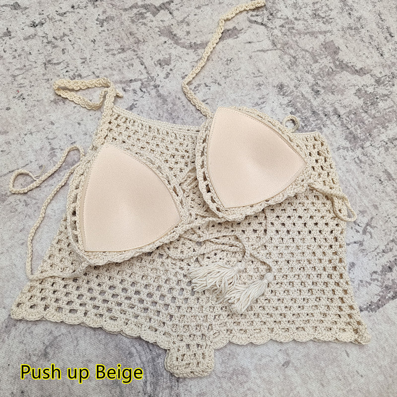 Handmade Crochet Striped Bikini Set Swimwear