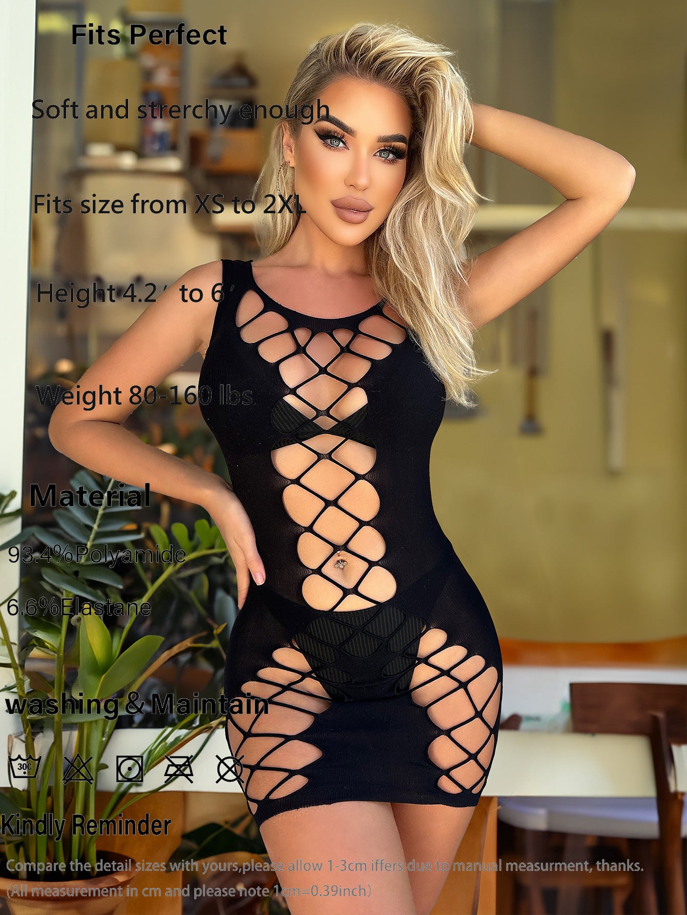 Sexy Fashion Party Exposed Breasts Erotic Lingerie Fishnet Wrap Hip Dress