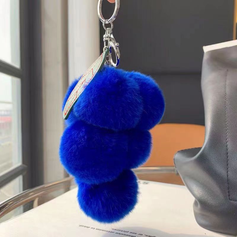 Real Rabbit Fur Grape Charm - Keychain & Bag Decor