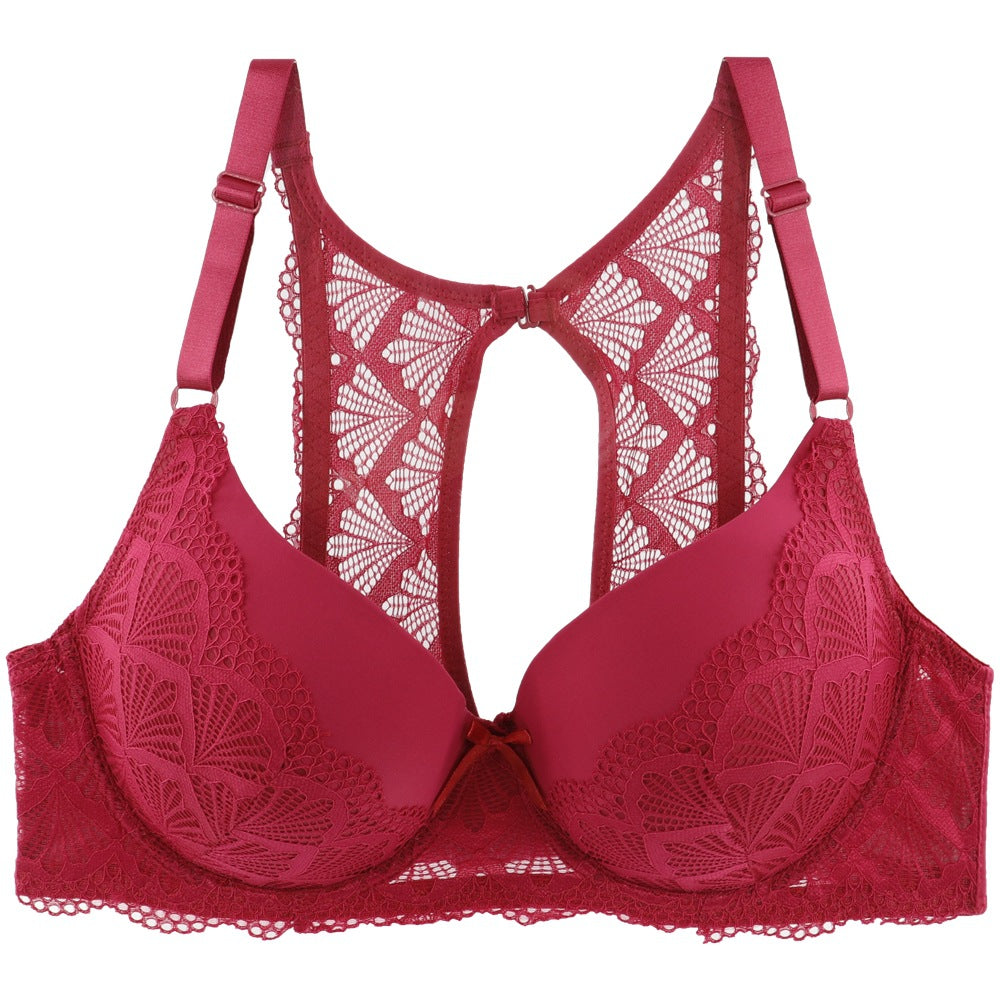 Plus Size Solid Color Lace Bra