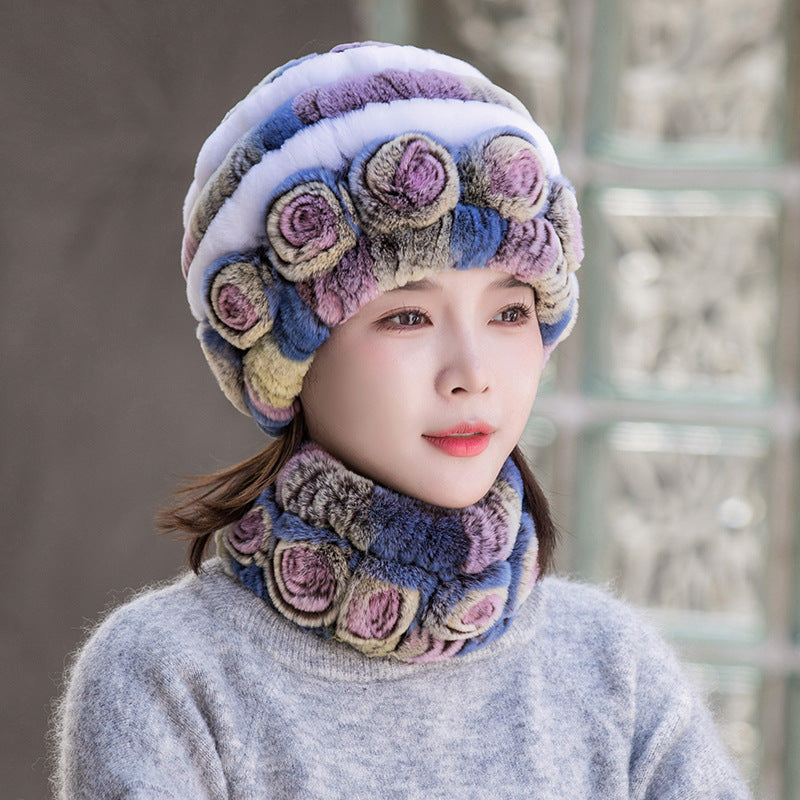 Stylish Real Rabbit Fur Ear Flap Hat - Warm Winter Accessory