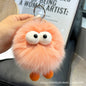 Cute Real Rabbit Fur Coal Ball Keychain Plush Toy