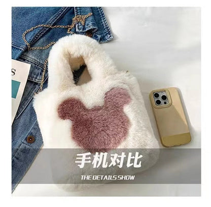 Fuzzy Mickey Mouse Crossbody Bag - Faux Fur Fashion