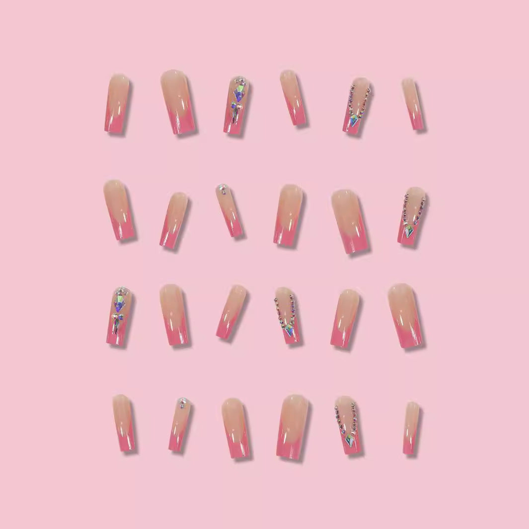 Long French Tip Luxury Nail Extensions, Sweet Style